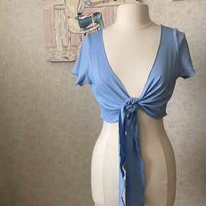 Tie short sleeve sweater